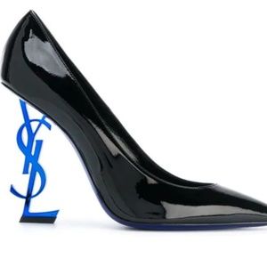 Yves Saint Laurent black with blue heels